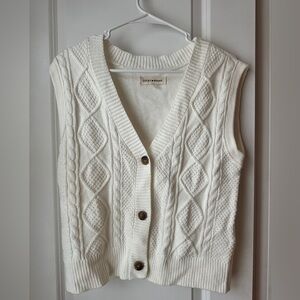 Lucky Brand Women's White Button Thru Sleeveless Cardigan, Size S